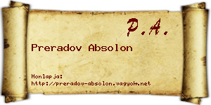 Preradov Absolon névjegykártya